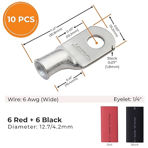 Miniatura 161 de SELTERM - Terminal en anillo de grado marino UL 2/0 AWG 3/8 pulgadas (25 uds) para batería, terminal tubular de cable eléctrico, conector calibre