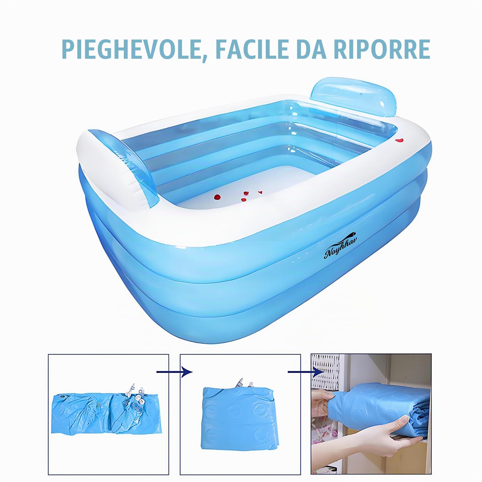 Vasca da bagno gonfiabile Vasca da bagno per adulti Piscina da giardino Vasca da bagno portatile pieghevole in PVC