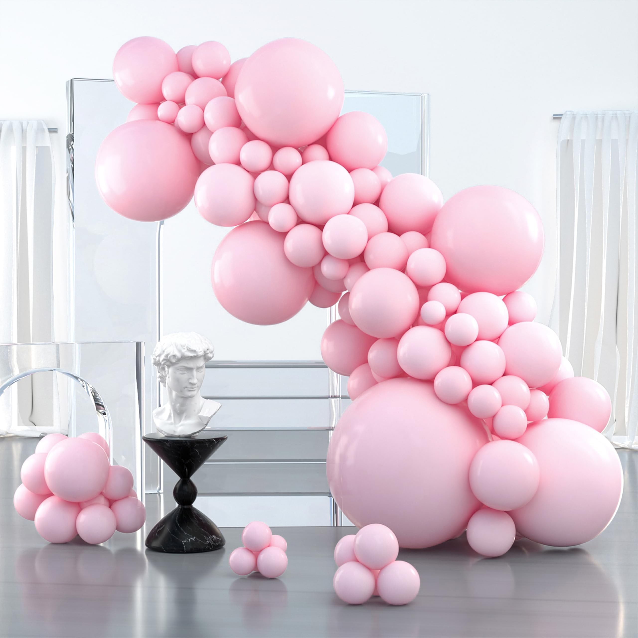 PartyWoo Light Pink Balloons 127pcs Assorted Sizes (5-36 Inch) | Pastel Balloon Arch Kit for Indian Parties - main product image