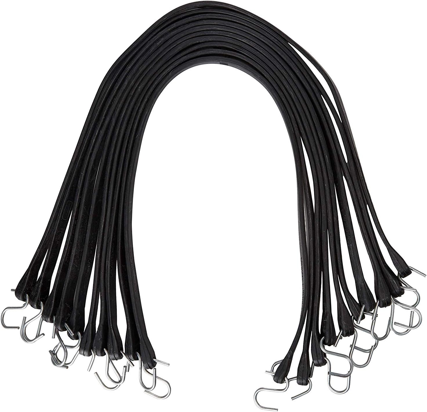 Rubber Bungee Cords with Hooks 20 Pack 41 Inch Heavy Duty Outdoor Tarp Straps, Natural Rubber with Metal S Hooks, Weatherproof Black Tie Downs by kitchentoolz