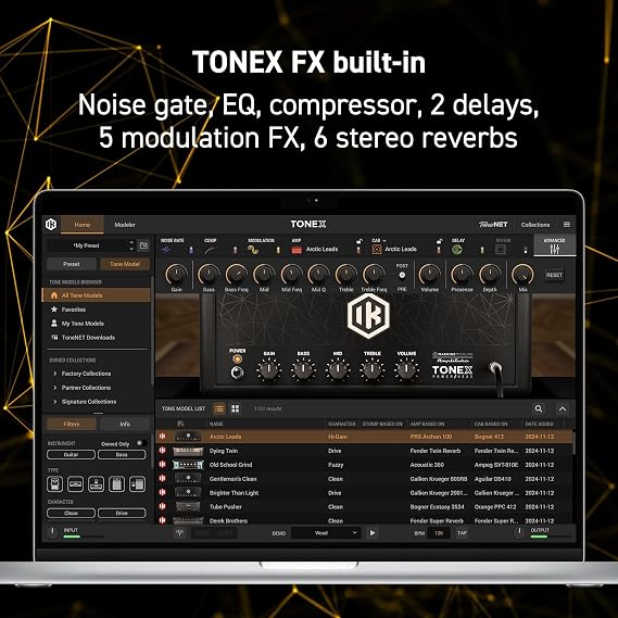 IK Multimedia TONEX Pedal: Stereo multi-effects guitar and bass pedal with 150 Presets, 15 Pre/Post FX, Tuner, Tap Tempo, Headphone Out, Software Player and Editor