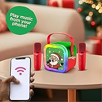Vista 4 de Move2Play, Máquina de karaoke para niños Incluye más de 20 canciones para niños 2 micrófonos Conéctate con Bluetooth Regalo de 3, 4, 5, 6