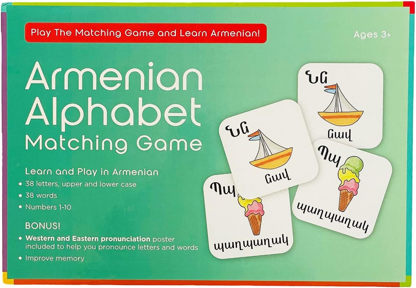 Armenian Alphabet Matching Game, Eastern and Western Pronunciations, Strengthen Memory Learn The Armenian Alphabet, Ages 3+