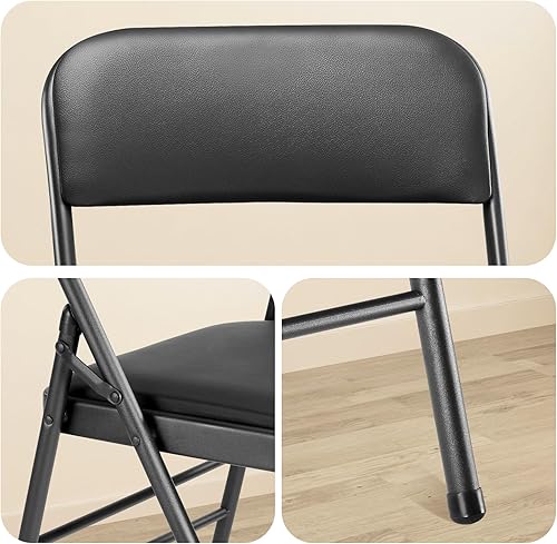 Miniatura 5 de cyclone sound Paquete de 2 sillas plegables con cojín y respaldo acolchados de poliuretano, sillas de metal de grado comercial con cómodo cojín de