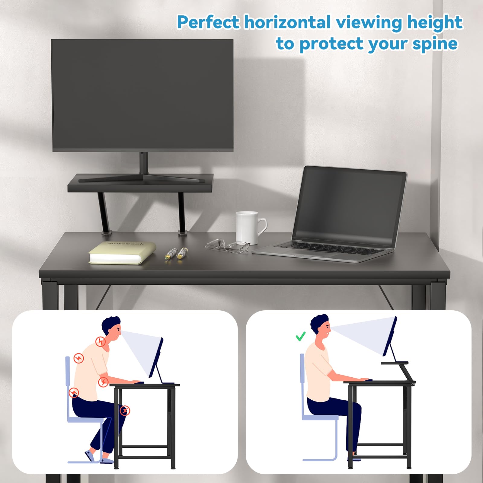 Petit Bureau Ordinateur Rcynview Bureau Informatique, Table Bureau Avec Support Ecran PC Amovible, D'ordinateur Etanche Table Lit