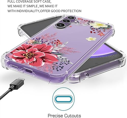 Miniatura 7 de Osophter Funda para Samsung Galaxy S23 FE funda de goma TPU flexible para Samsung S23 FE (flor roja)