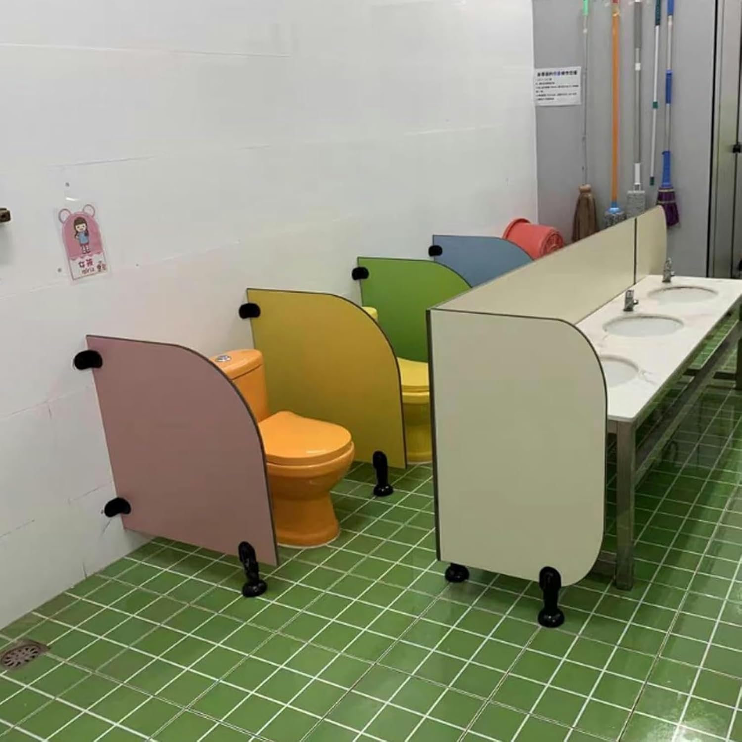 Colorful partition board Floor-Mounted Urinal Baffle public toilet partition Toilet Privacy Partition Wood Divider Screen Toilet Partition with Accessories Used in schools and shopping malls ( Color :