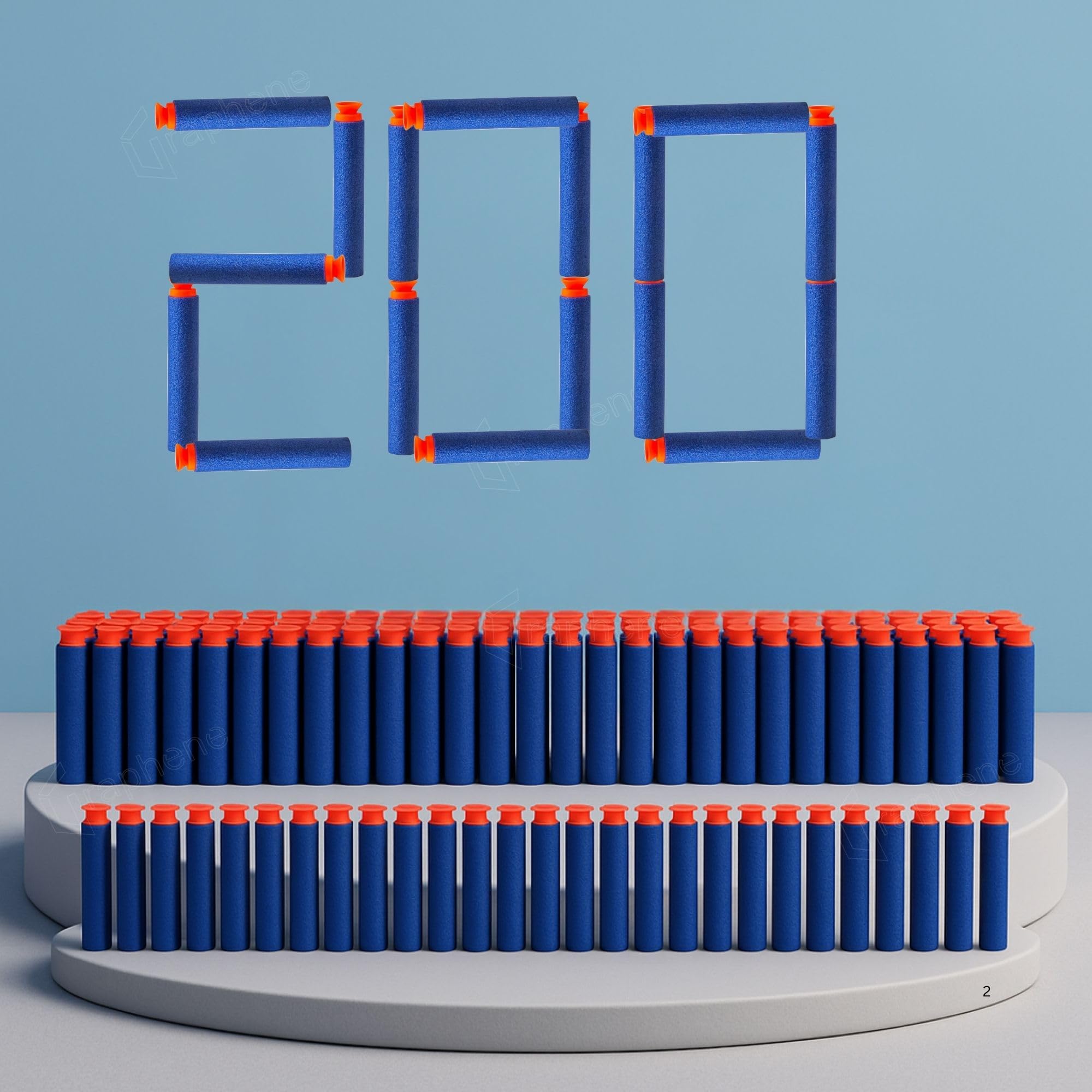 GRAPHENE 200 Pcs Hard Bullets Darts for Toys Guns Sticky Safe Hollow Refill Darts Set Compatible with Hot Fire Nerf N-Strike & Blaze Storm Blaster Strike Elite Gun Target Game for Kids-image-5