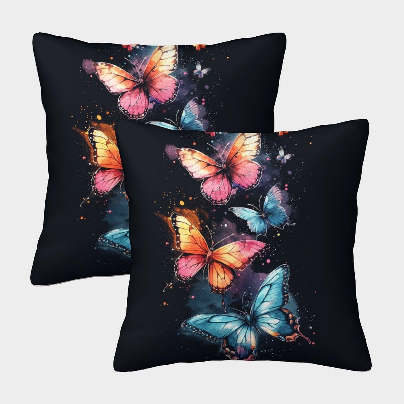 FELASBUID Butterfly Pillow Cases Set of 2 Cozy Pillowcase Animal Cushion Covers Zippered Decorative for Couch Livingroom 45x45cm