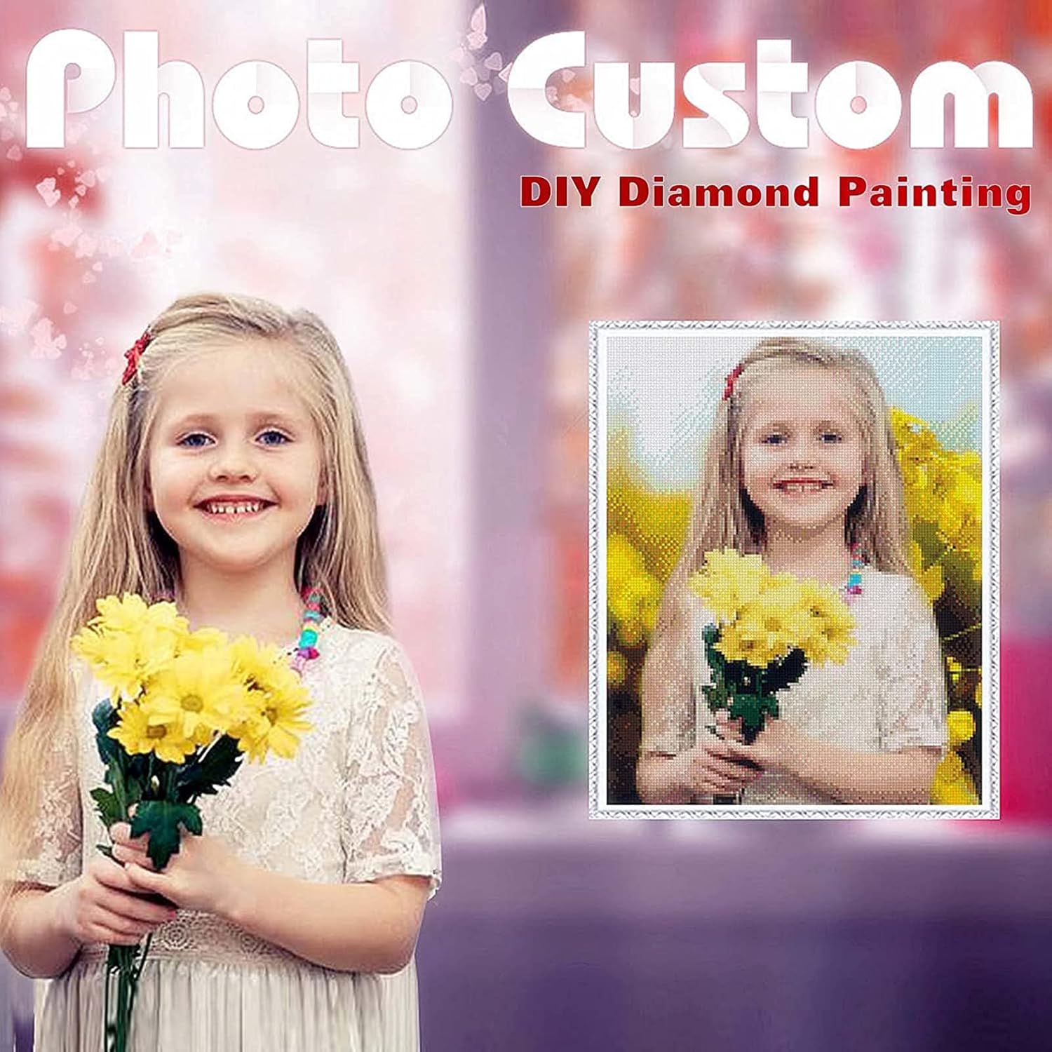 witfox Custom Diamond Painting Kits for Adults, Personalized Photo Customized Diamond Painting, Private Custom Your Own Picture Round Drill, 31.5x31.5in (80x80cm)