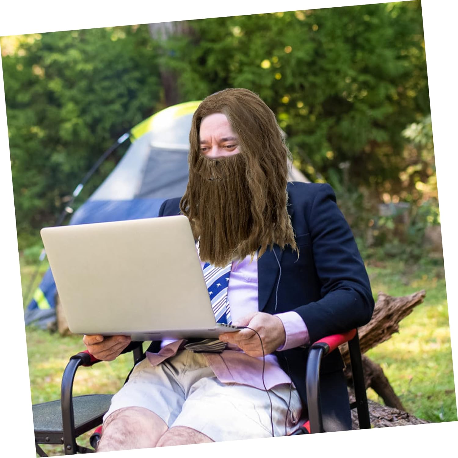 BESTYASH 4pcs Golden Brown Wig and Beard for Halloween Cosplay Realistic Men Costume Wig for Parties and Role Play for Masquerade Theater and Festivals