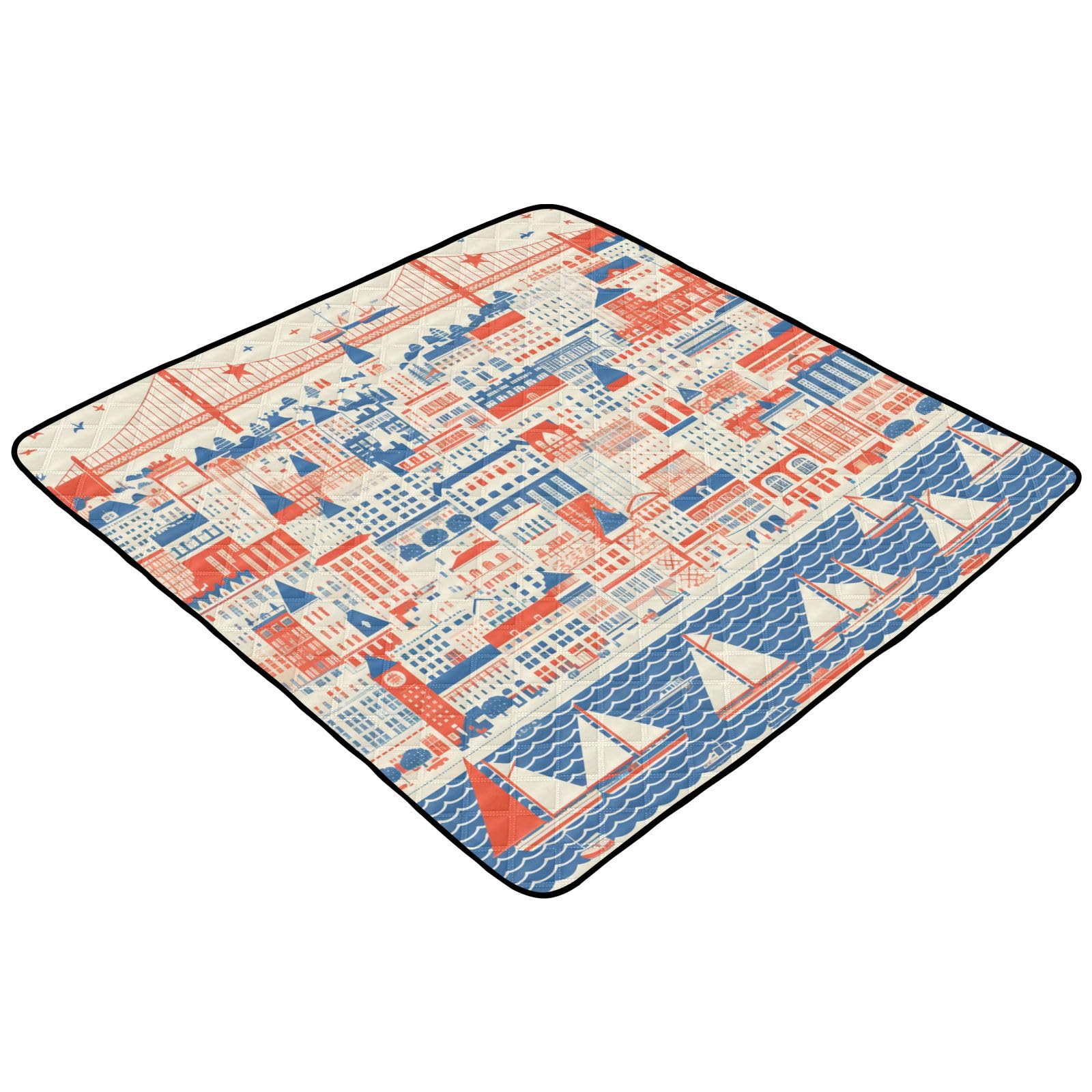 Kigai San Francisco Baby Play Mat for Floor and Playpen 50x50 inch Non-Slip Baby Activity Playmat Waterproof Foldable Crawling Mat for Infants Toddlers