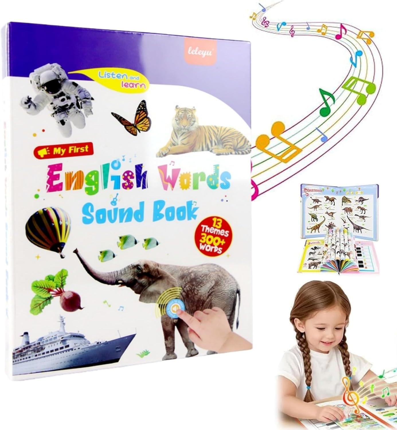 Ryfpdml First English Words Sound Book, My First English Sound Toy 470+ Words 21 Themes Fun Word Game for Educational Language Boys Girls home (C)