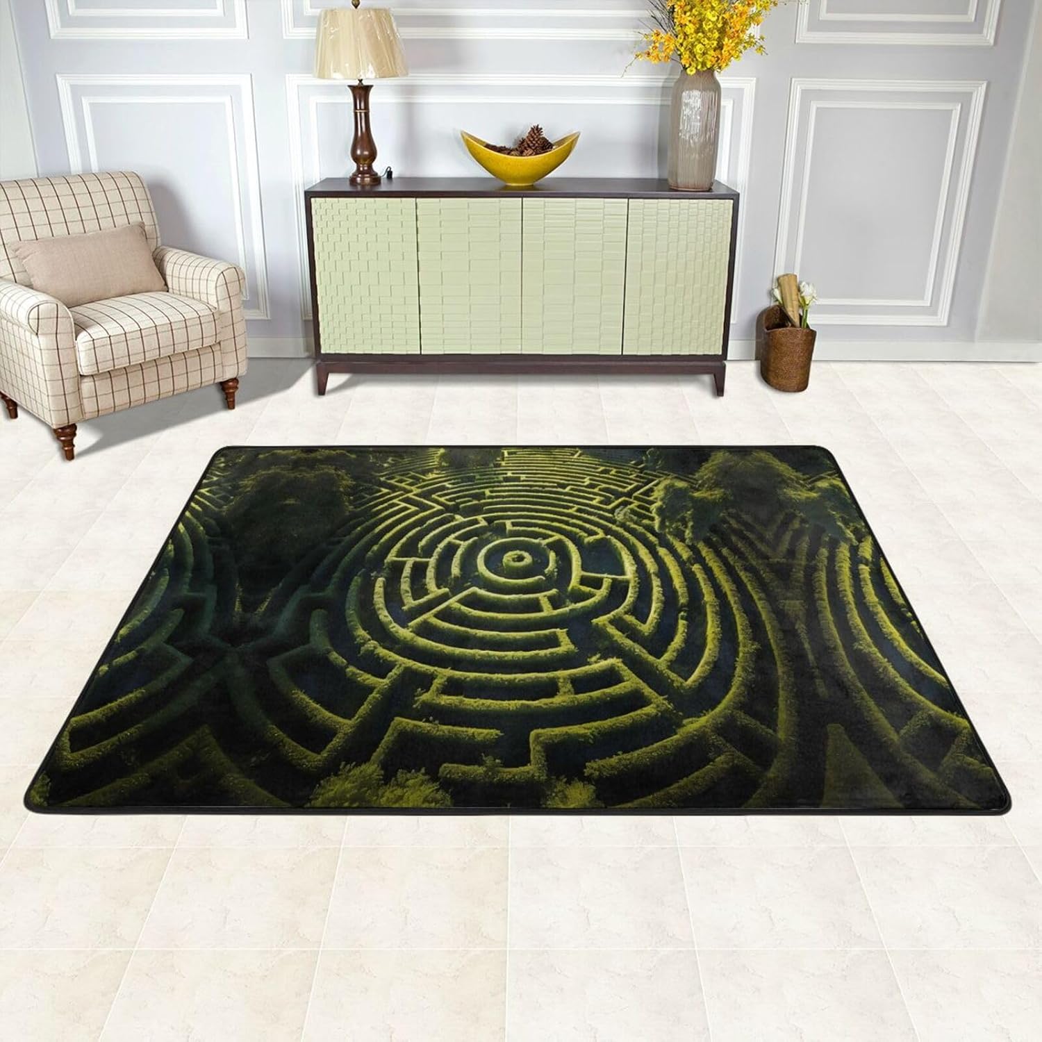 Mazes Printed Anti-Slip Floor mat Carpet Rug 72"x48" for Living Room Office Coffee Table Bed Balcony