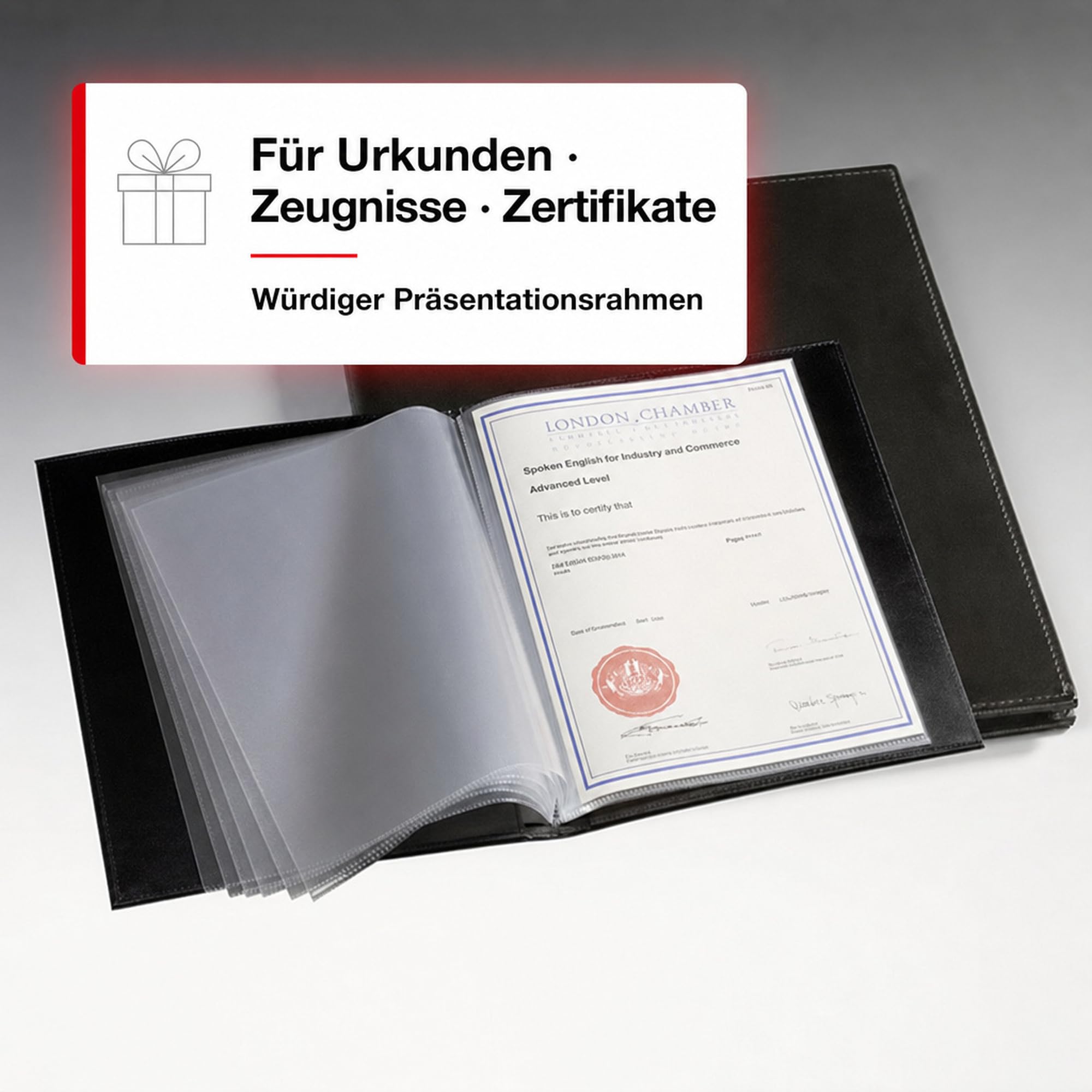 Leuchtturm1917 320023 Urkunden-Mappe, 40 Hüllen | dokumentenecht, schützende Aufbewahrung für Zeugnisse und Zertifikate, Innenmappe austauschbar