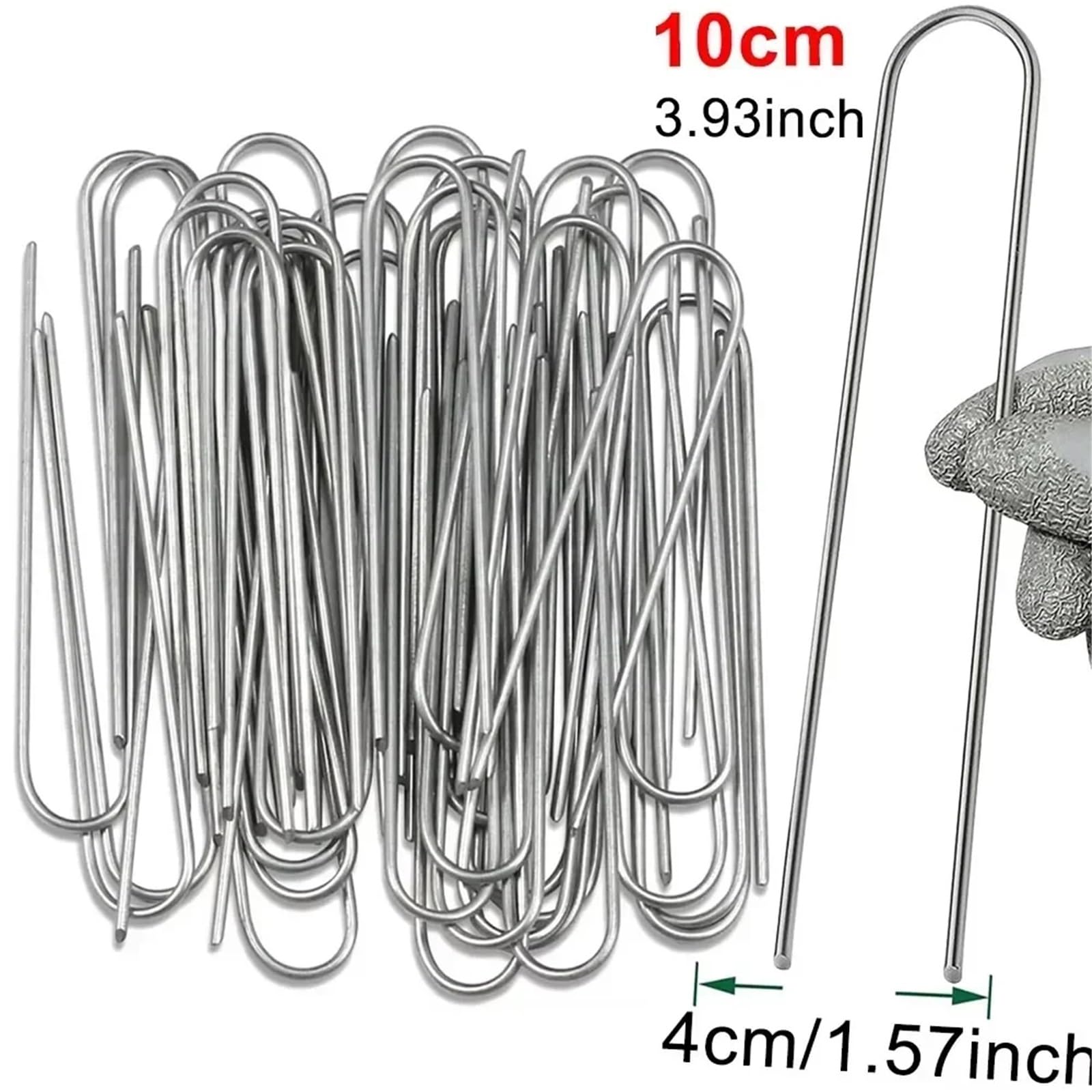 Lot de 100 piquets à membrane en forme de U pour jardin, piquets de clôture, tubes, piquets galvanisés (4 x 10 cm, 300 pièces)