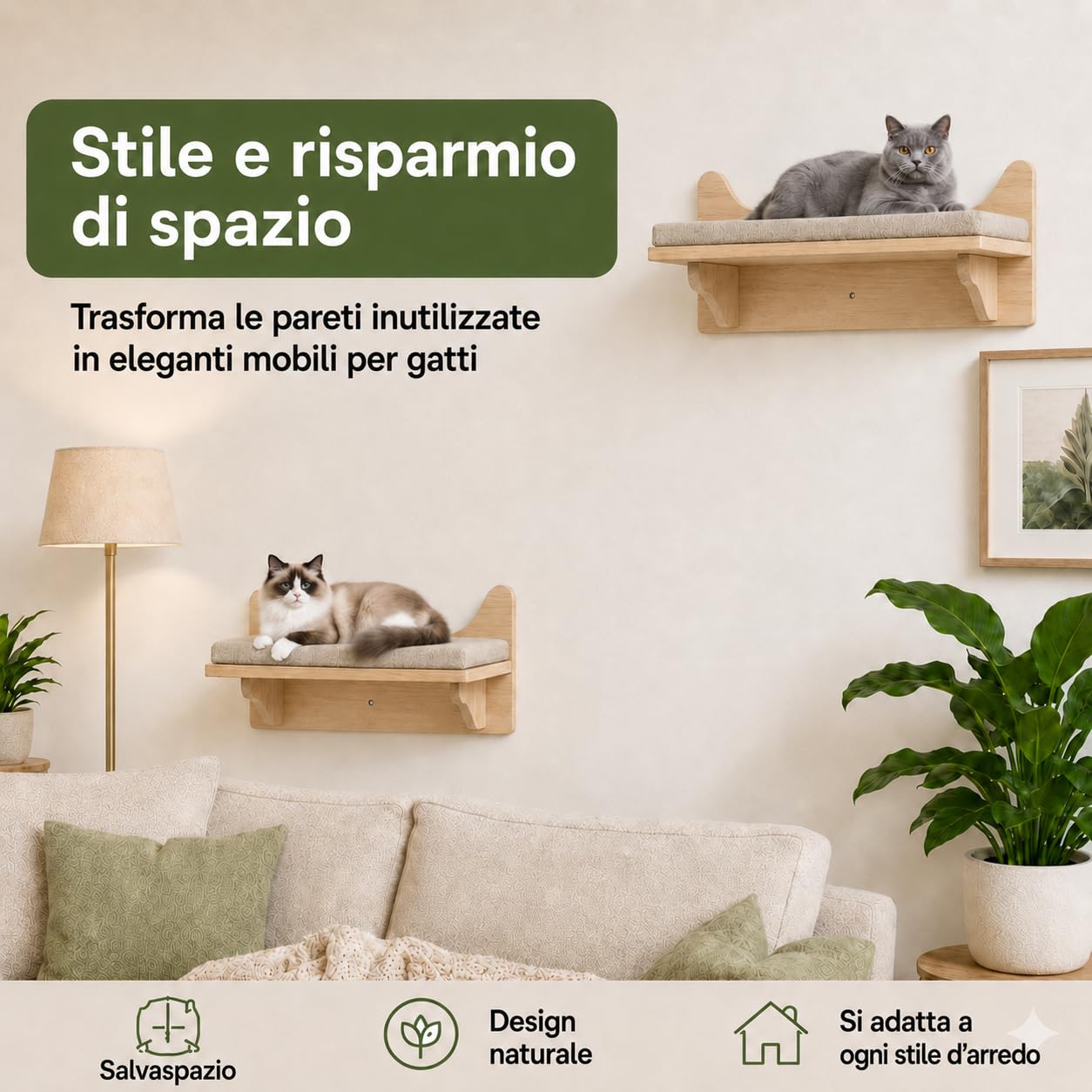 Parete di arrampicata per gatti, Set di mensole per Arrampicata per Gatti, mensola da parete per arrampicata, 38x27cm