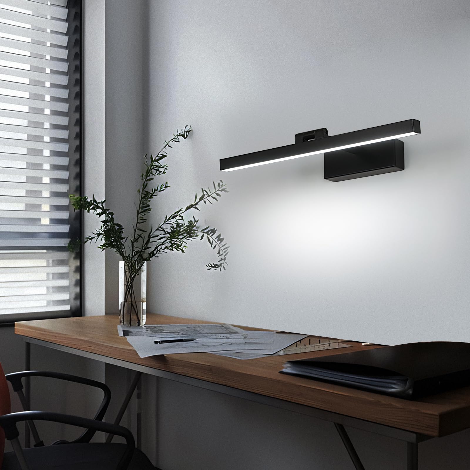 Comely LED Lampada da Specchio Bagno, 9W Luce Specchio LED Nero | 1100LM Specchio Armadio Lampada da Bagno 40 cm per Illuminazione Trucco o del Guardaroba, Bianco Freddo 6500K