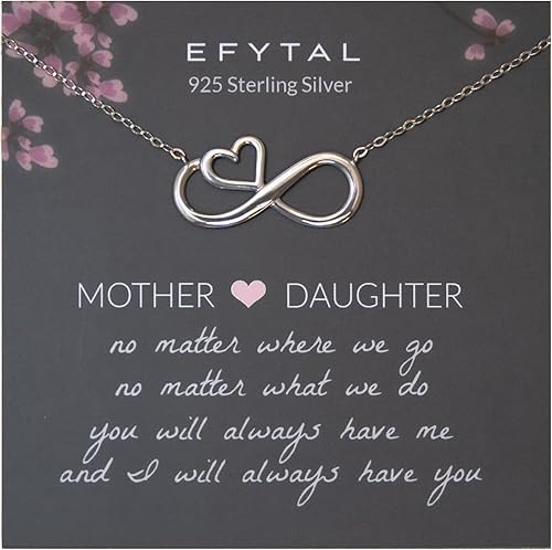 EFYTAL Collar infinito de oro o plata, regalo de madre e hija, regalos de cumpleaños para hija, collares de mamá, regalos de graduación para hijas,