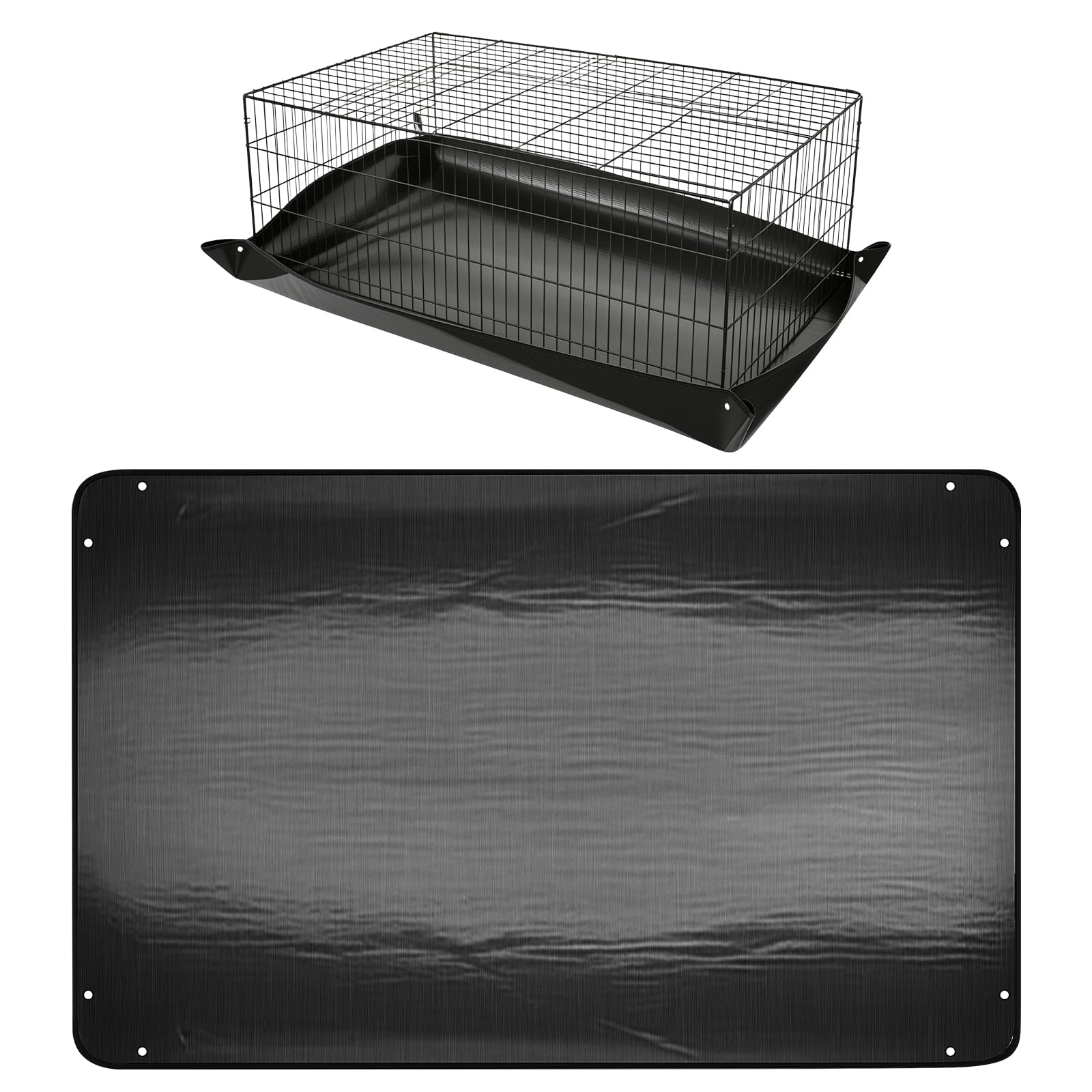 Guinea Pig Cage Liner, 100×150cm Waterproof Pet Rabbit Cage Liner Mat Thickened Chew-Resistant Floor Protector with Non-Slip PVC Backing, Snap Fasteners