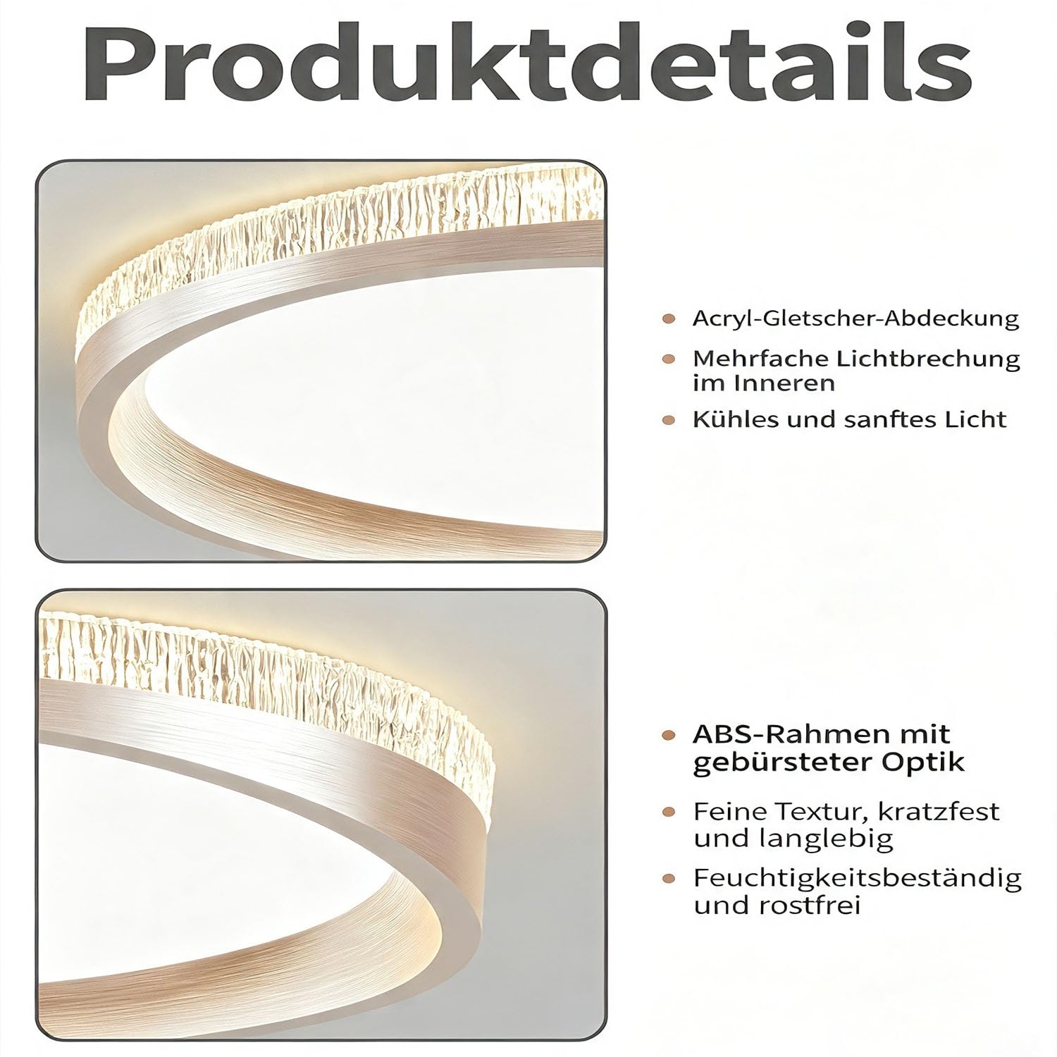Deckenlampe LED Deckenleuchte Badezimmer, 50Cm Badezimmerlampe Runde Flache, Schlafzimmerlampe Dimmbar Küchenlampe Schlafzimmer Schmiedeeisen Deckenbeleuchtung Metall Badlampe