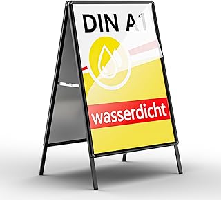 Wetterfester DIN A1 Beidseitig Kundenstopper Outdoor, Werbeaufsteller Poster Aufsteller für Innen- und Außen für 2 Plakate, inkl. Schutzfolie & mit abgerundeten Ecken (A1,Schwarz)