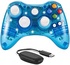 kosiwun - Mando inalámbrico para Xbox 360, mando a distancia inalámbrico con conector de auriculares de 3,5 mm para Xbox 360 y 360 Slim/PC Windows 10 8 11, color azul