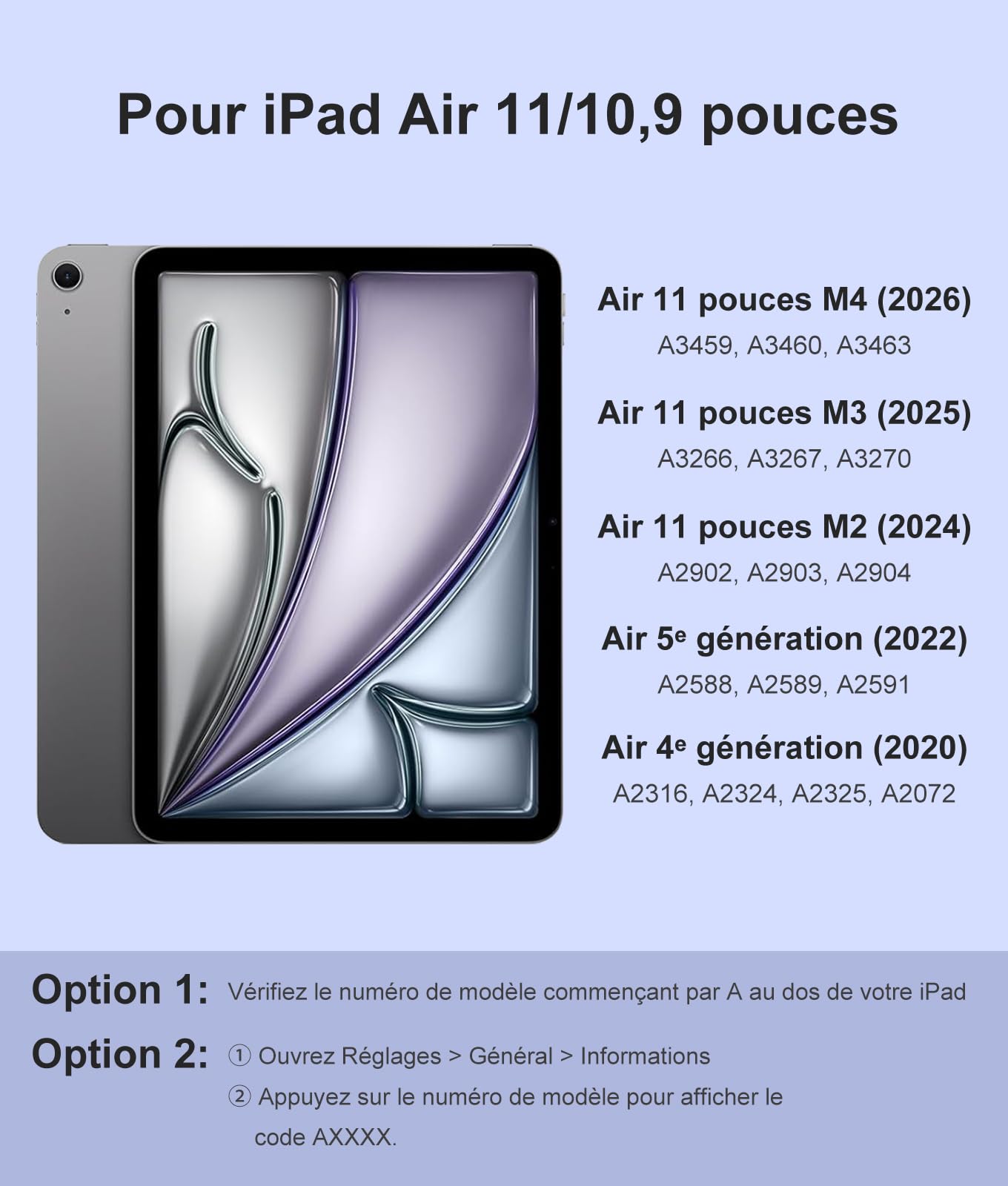 Vobafe Coque Clavier pour iPad Air 11 Pouces M4 2026/ M3 2025/ M2 2024
