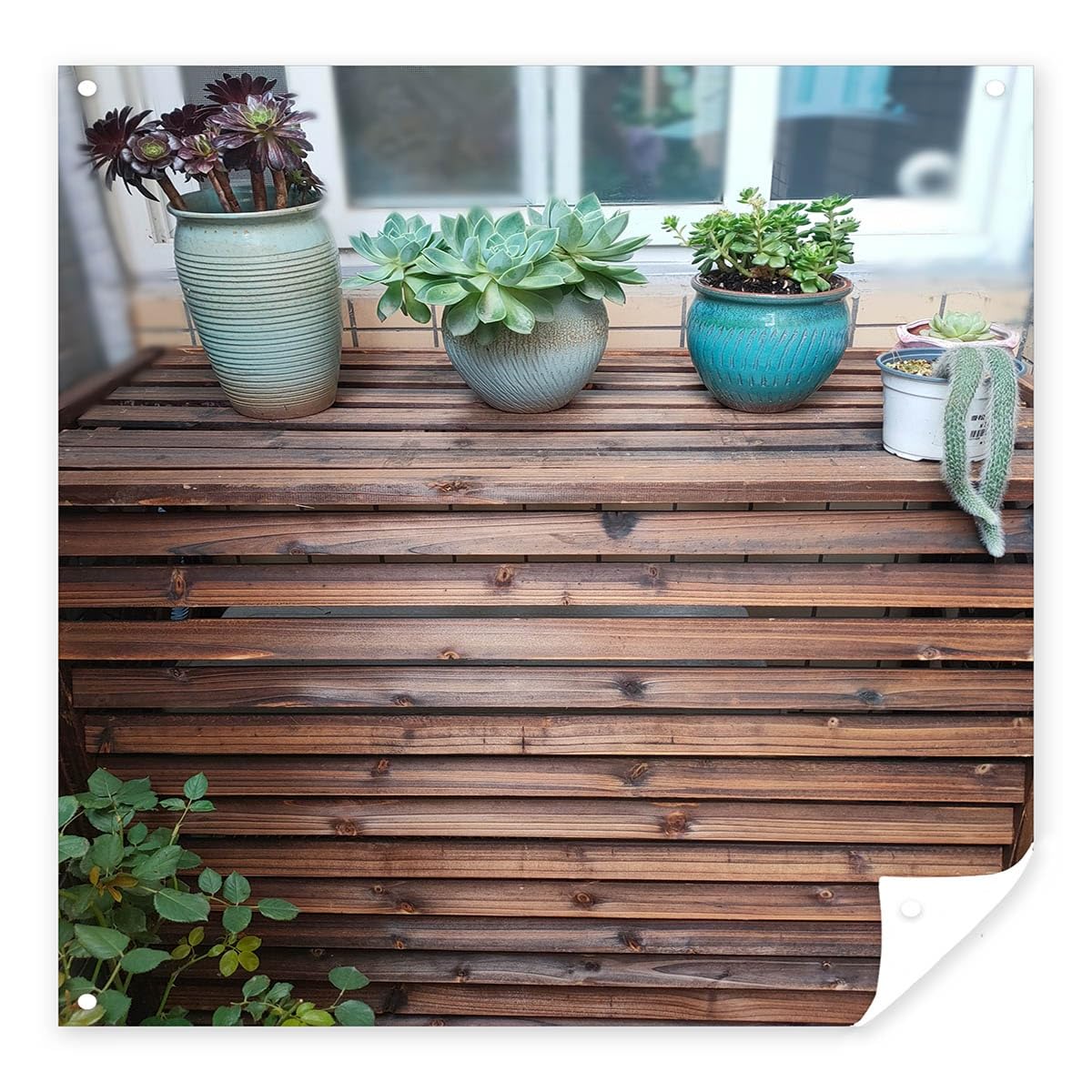 Copri Condizionatore Esterno In Legno - Schermo Protettivo Anti-Pioggia E Supporto Per Vasi - Foto 7