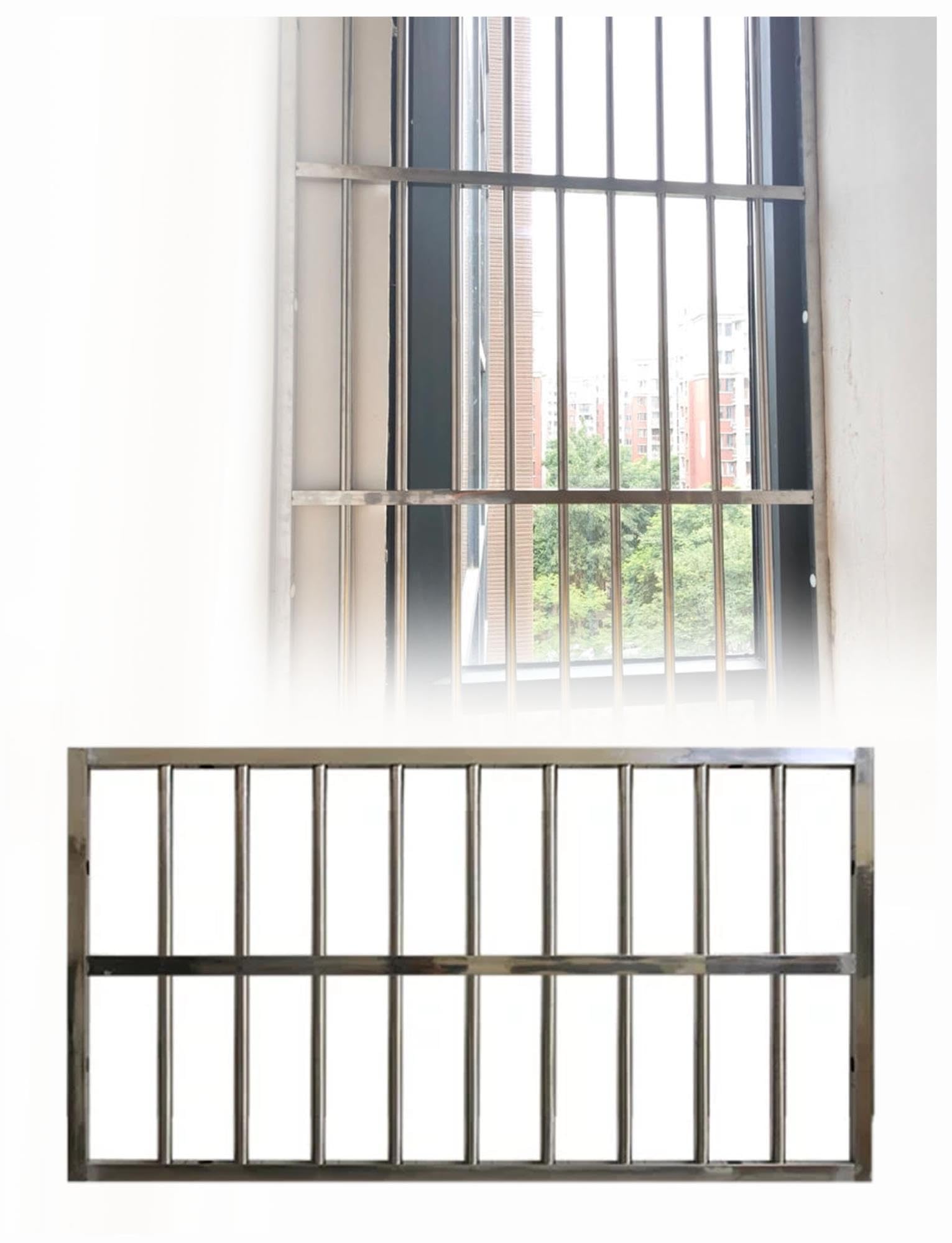 Barandilla seguridad ventana extra ancha para sótano, barras interiores