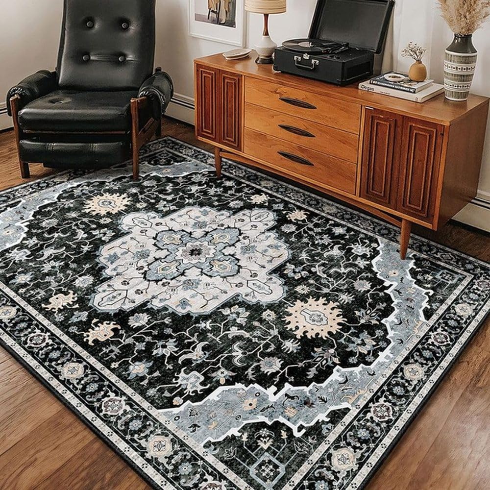 Tapis de table basse anti-froid 200x200 cm, grand tapis doux vintage
