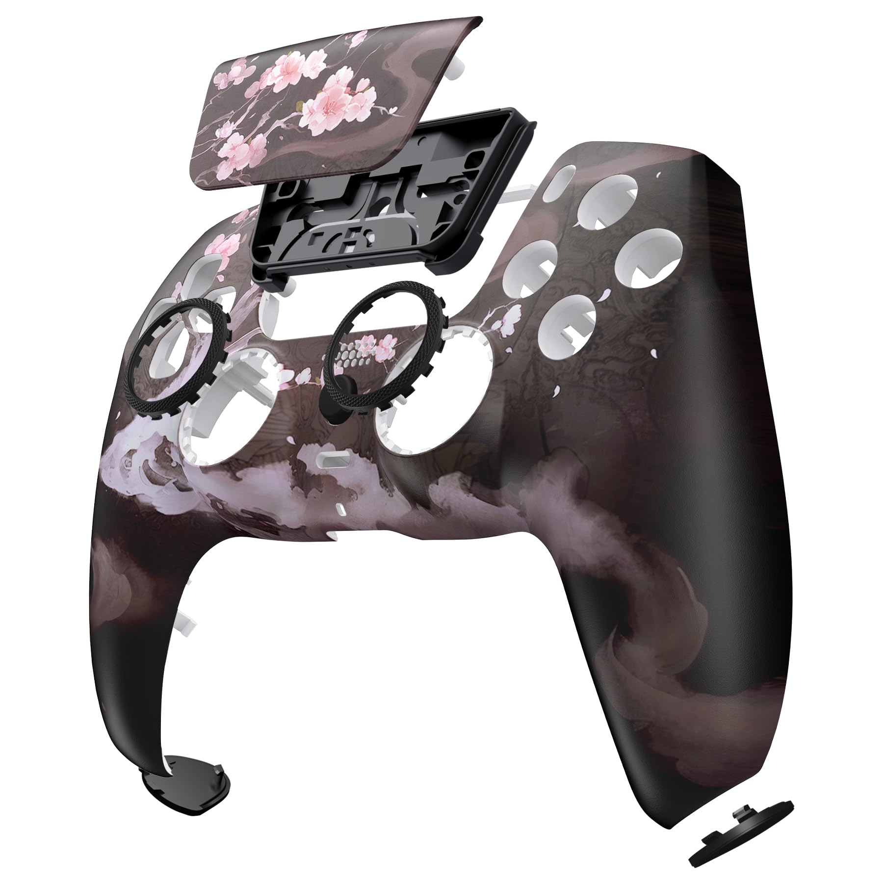 eXtremeRate Re-Design Luna Front Hülle für ps5 Controller BDM-010/020/030/040/050/060-Aufblühen im Dunkeln | Integriertes DIY-Ersatz Gehäuse&Accent-Ring&Touchpad Cover Zubehör für ps5 Gamepad