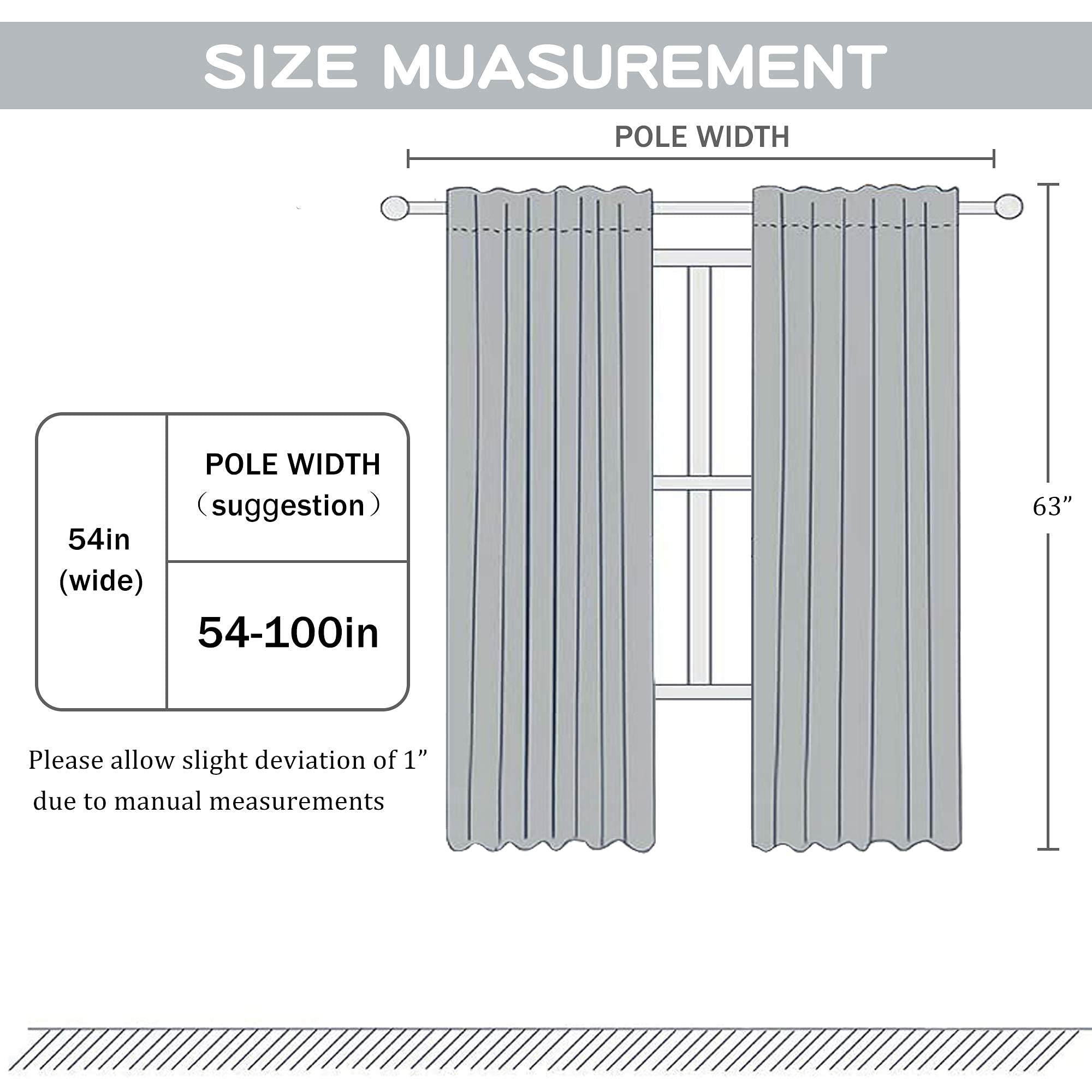 DUALIFE Cortinas Blancas puras para oscurecer la habitación de la Sala de Estar, 63 Pulgadas de Largo, con Aislamiento térmico, Ahorro de energía, insonorizadas, para Dormitorio, Juego de 2 Paneles