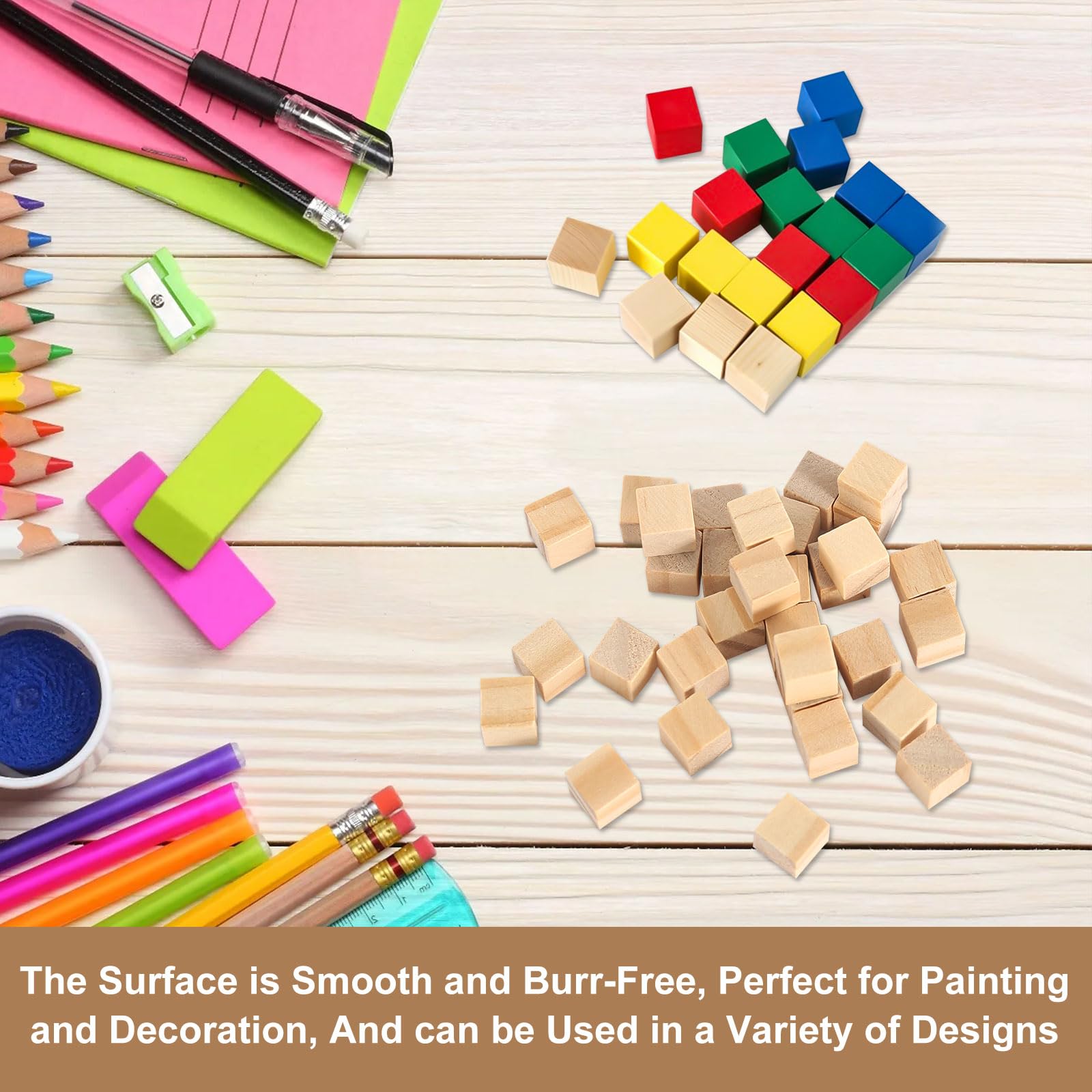 500 Pièces Cubes En Bois 10mm Naturels - Blocs Carrés Pin Pour Bricolage, Peinture Et Artisanat DIY