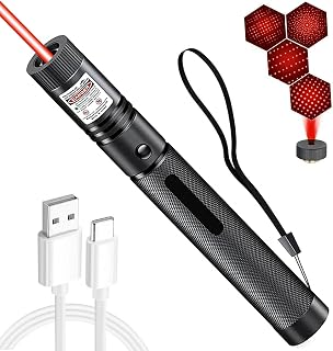 Red Laser Pointer, USB Rechargeable, High-Power Adjustable Beam Laser Pointer, Ideal for Presentations, Teaching, Outdoor Use, and Pet Laser Toys