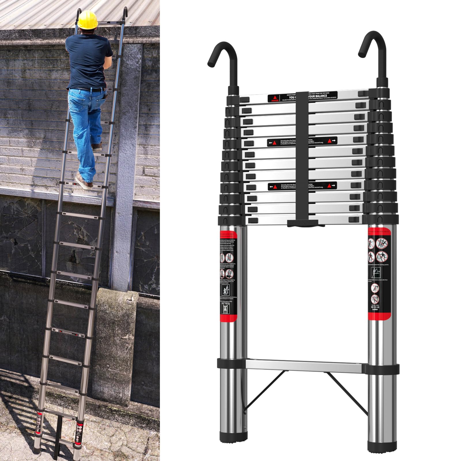 Scala Telescopica Con Gancio Scala Allungabile Fino A 150 Kg Scaletta