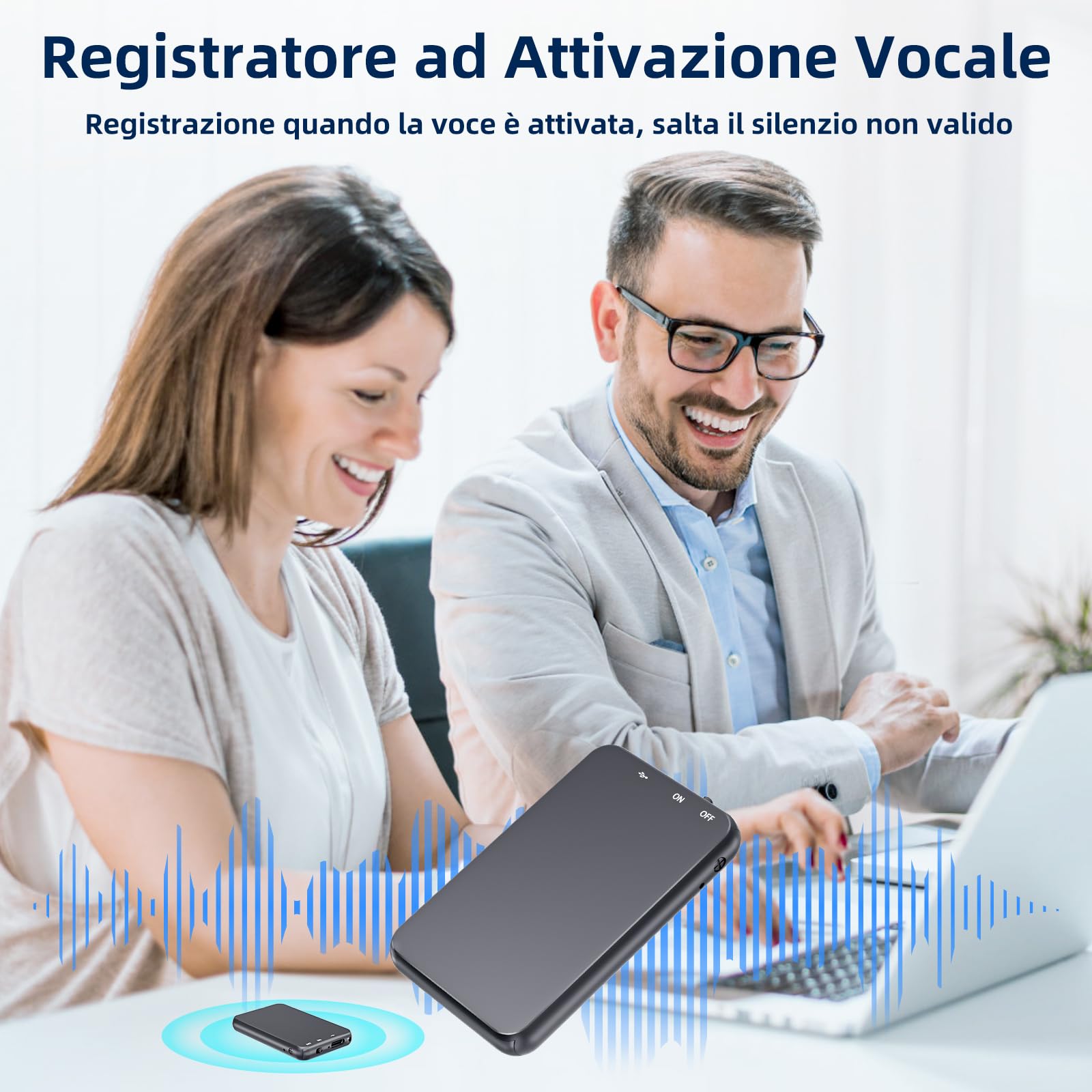 64GB Registratore Vocale, 1536Kbps Mini Registratore Professionale ad Attivazione Vocale con 35 Ore, Riduzione del Rumore per Università Conferenze Riunioni