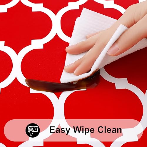 Miniatura 4 de Smiry - Mantel de vinilo elástico ajustable, mantel rectangular de 30 x 72 pulgadas con parte trasera de franela para mesa plegable de 6 pies,