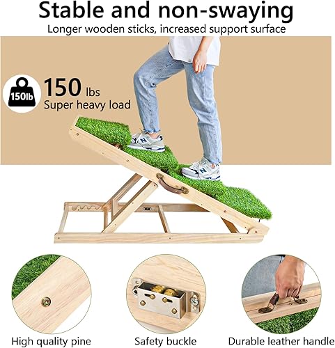 Miniatura 3 de NTR Correa larga para perro + rampa para perro para cama, rampas grandes para perros pequeños para camas altas, rampas para mascotas, 45 pulgadas de