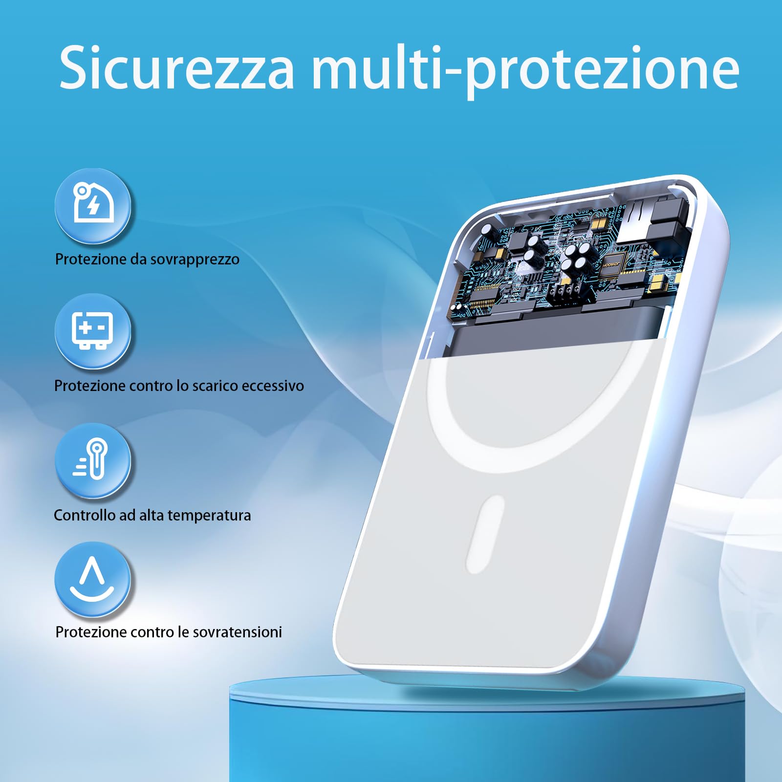 Power Bank Magnetico 5000mAh Magsafe - Ricarica Wireless 22.5W Per IPhone - Foto 4