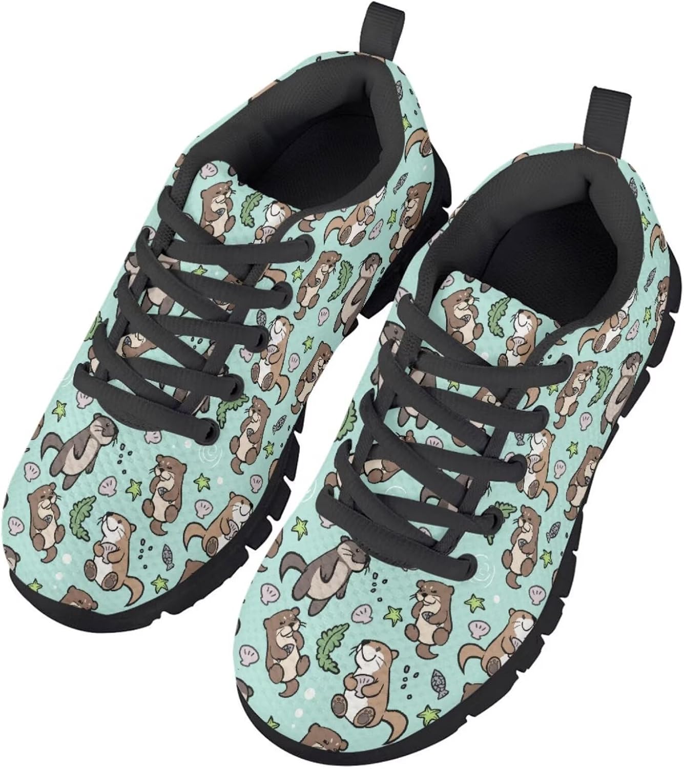 Funnydude Funny Print School Shoes for Girls Casual Tennis Shoes Lace up Walking Footwear