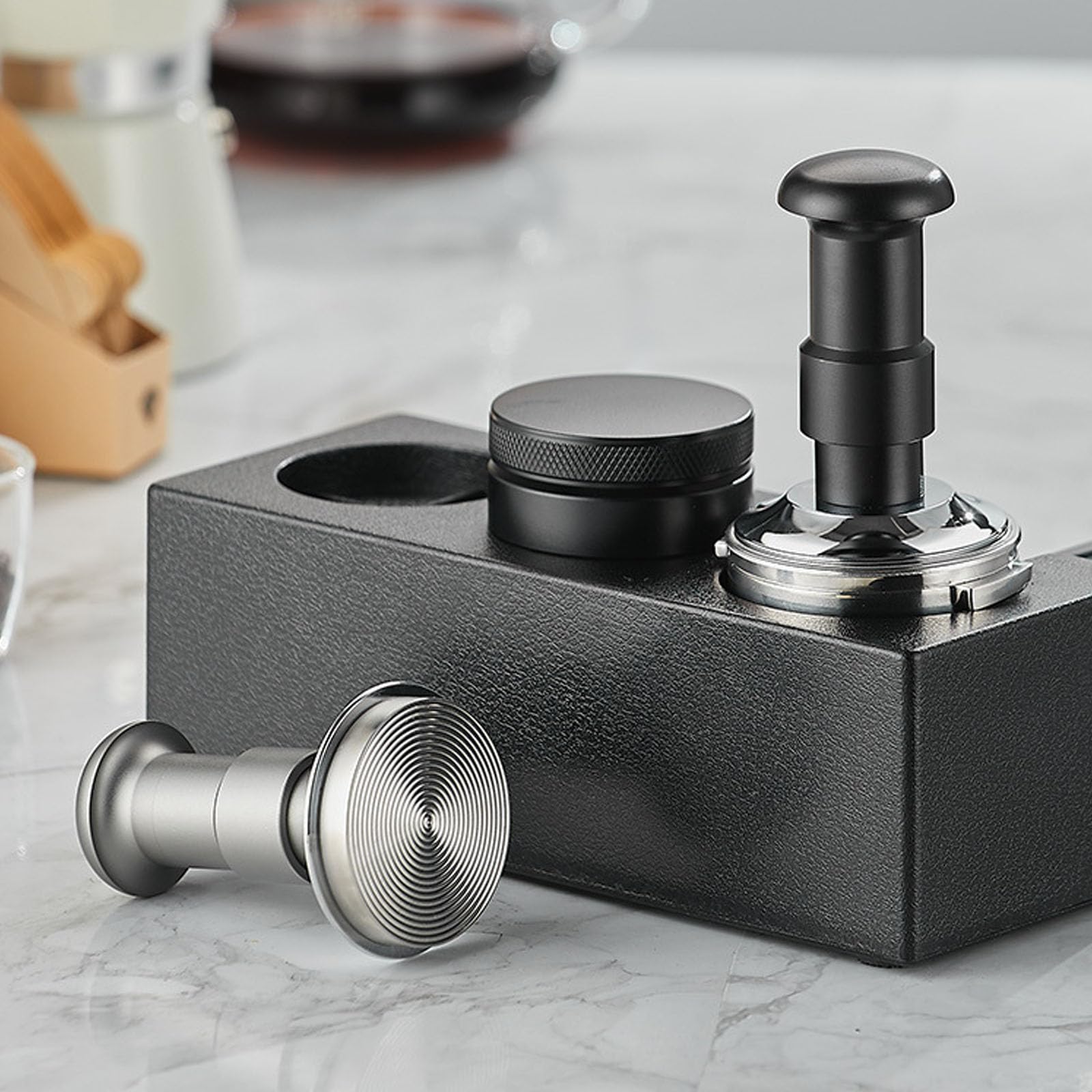 Doppio meccanismo a molla in acciaio inox pressacaffè espresso con manico ergonomico accessorio da cucina accessorio da cucina