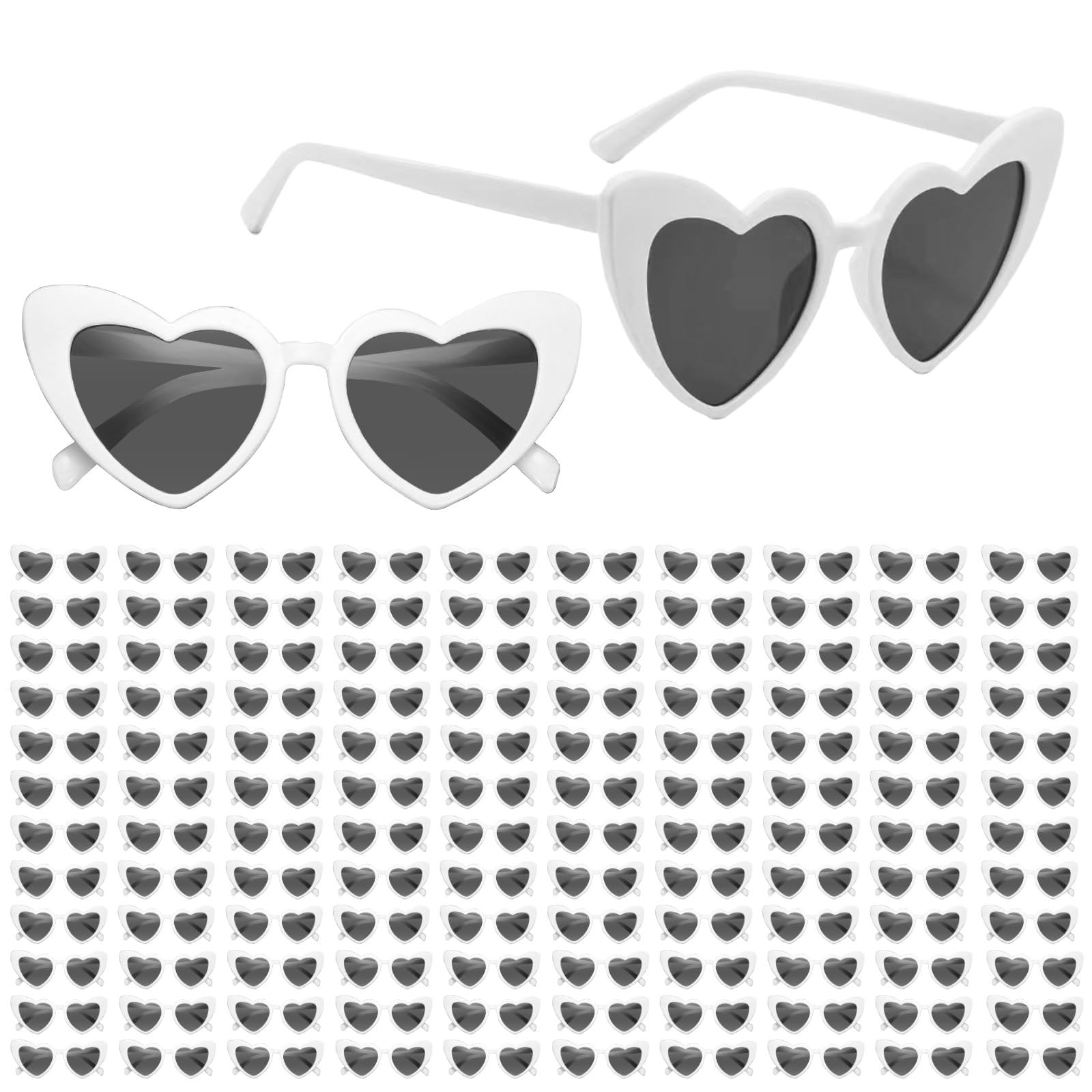 120 paia di occhiali da sole bianchi a forma di cuore, sfusi per matrimoni, addio al nubilato, bomboniere, accessori per cabina fotografica per gli ospiti