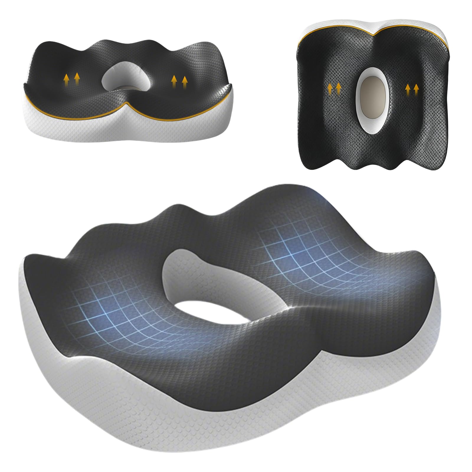 Cuscino Coccige,Cuscino Ergonomico Sedia Ufficio Cuscino Antidecubito Ergonomico con Design Cavo Auto Driver in Schiuma Memoria con Foro Centrale Memory Foam per Ufficio Casa Auto e Sedia a Rotell