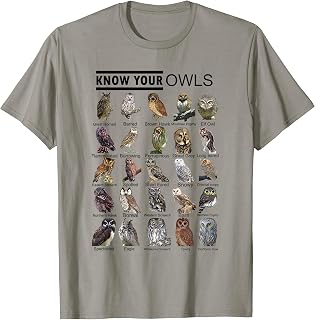 Know Your Owls All Type of Owl Spirit Animal For Owl Lovers T-Shirt