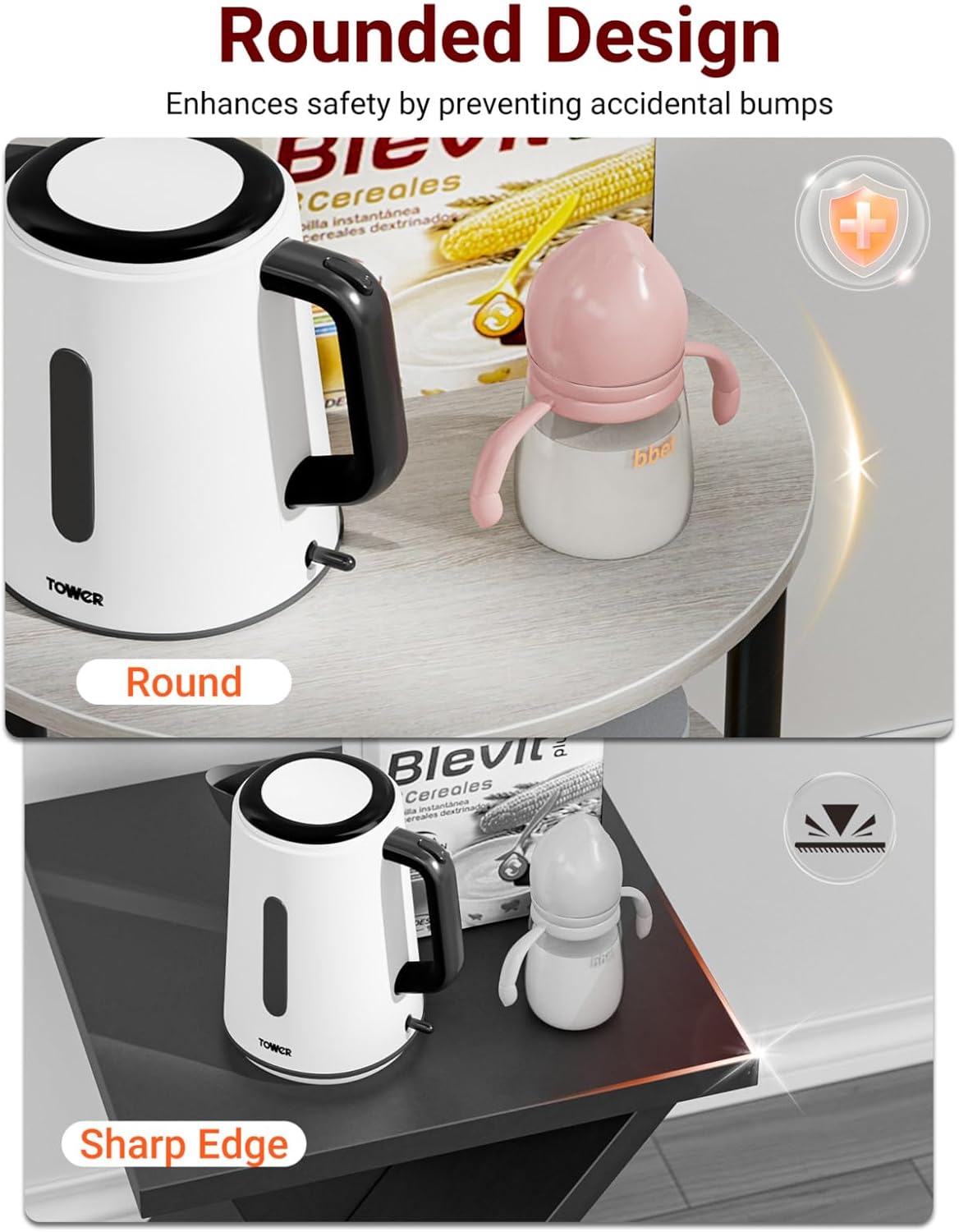 XBurmo Round Coffee Table for Living Room - Narrow Side or Bedside Stand, Industrial Vintage Nightstand for Bedroom, or Small Spaces, Greige