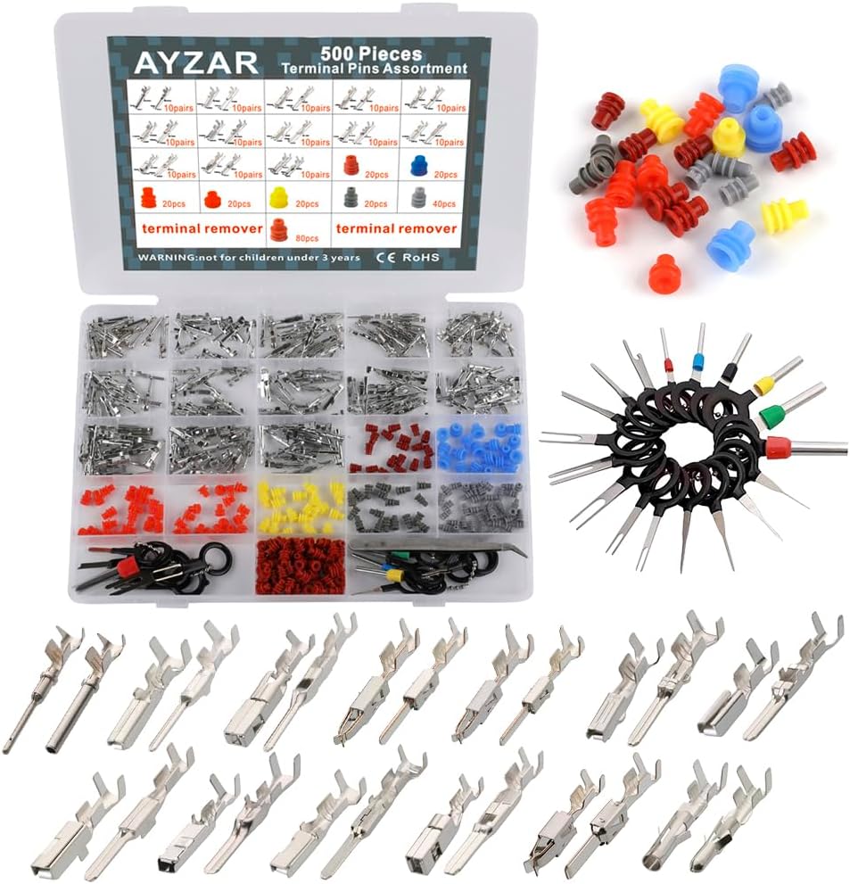 500Pcs Connector Terminal Pin Wire Harness Pins Automotive Auto Car Electrical Connector Pins Motorcycle ATV 1/1.5/1.8/2.2/2.8/3.5mm