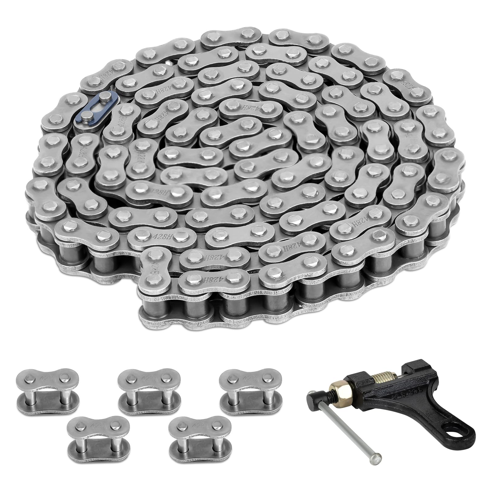 Belleone 428h Motorcycle Chain 122 Links With Chain Breaker Heavy