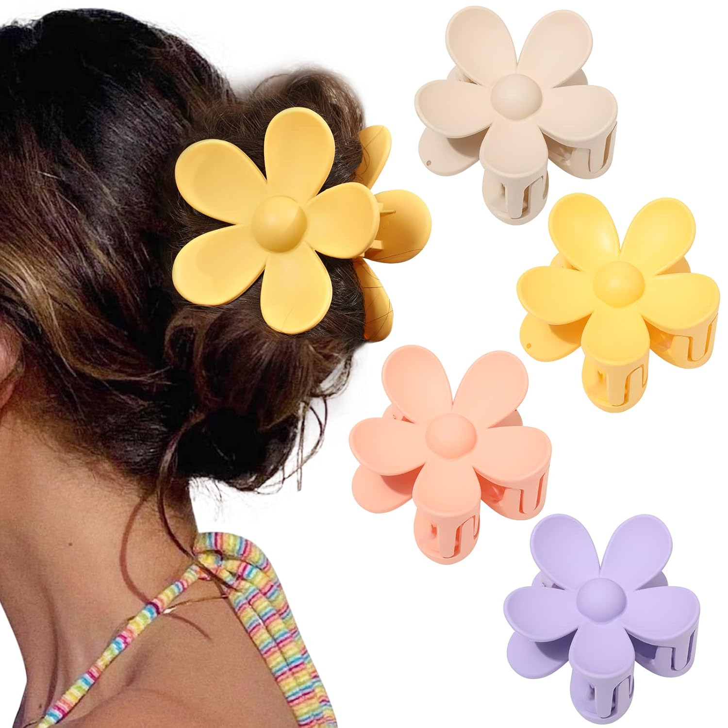 AWAYTR Flower Hair Clips - Strong Hold Claw Clips for Women