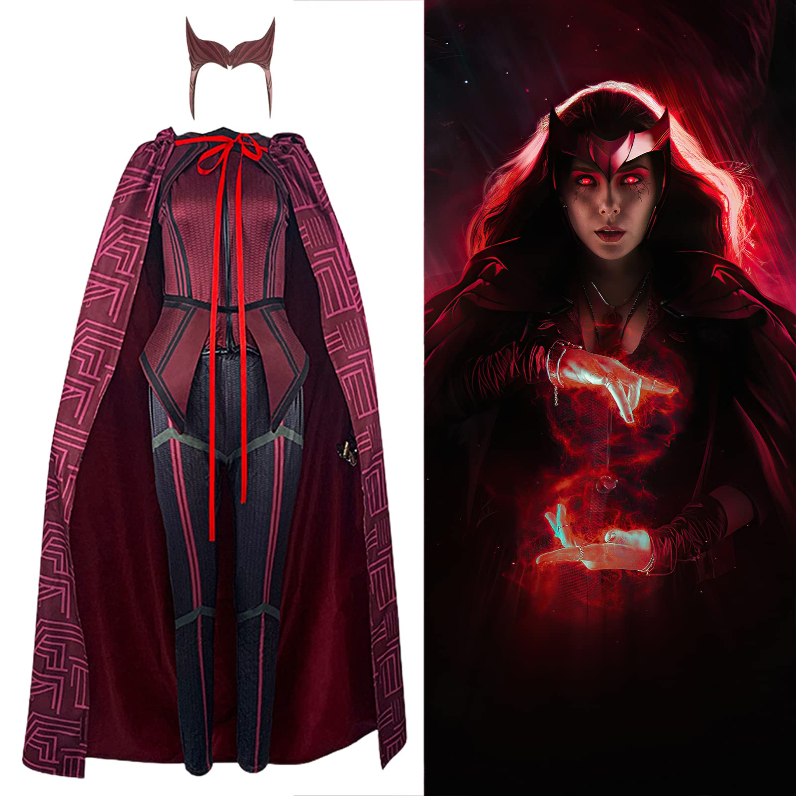 SINSEN Women's Wanda Maximoff Costume Scarlet Witch Cosplay Pant Suit